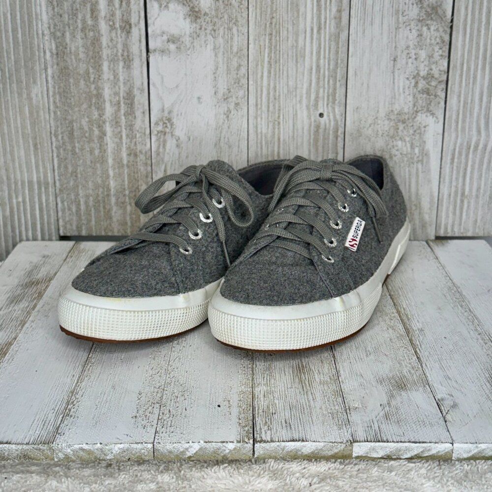 Superga Gray Wool Lace-Up Sneakers Size US 7